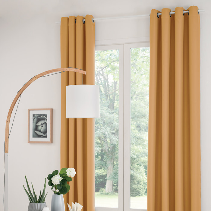 Lot de 2 rideaux occultants jaune moutarde 135x240cm