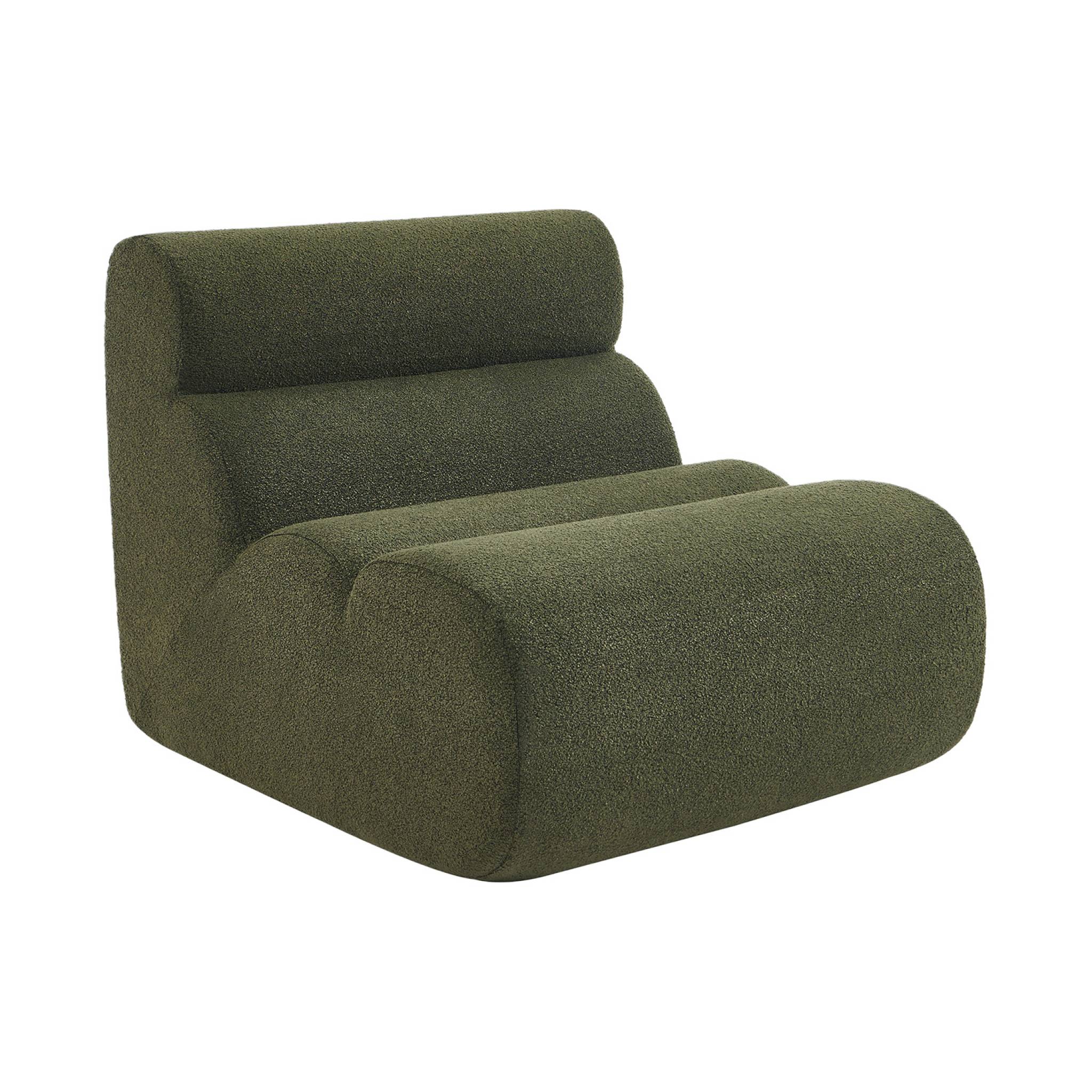 Lot de 3 chauffeuses bouclette texturée kaki 1 place - L 81 x P 99 x H 81cm - Nova