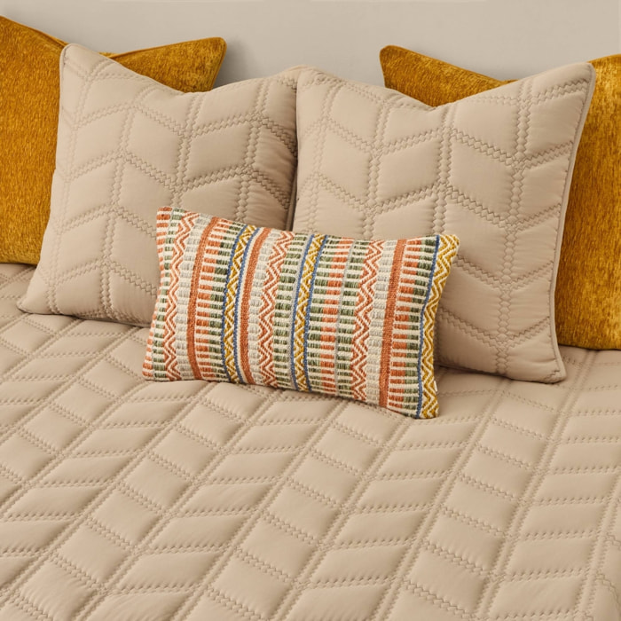 Colcha acolchada con diseño geométrico Ritdi color marron beige Poliéster