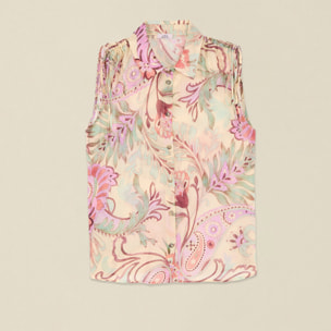 Oltre - Camicia senza maniche fantasia - Rosa