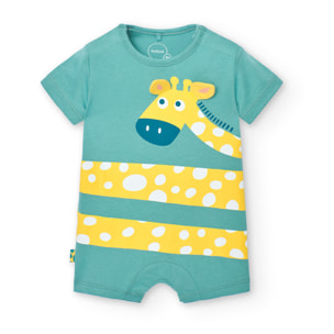 Pelele corto recién nacido, algodón estampado, verde