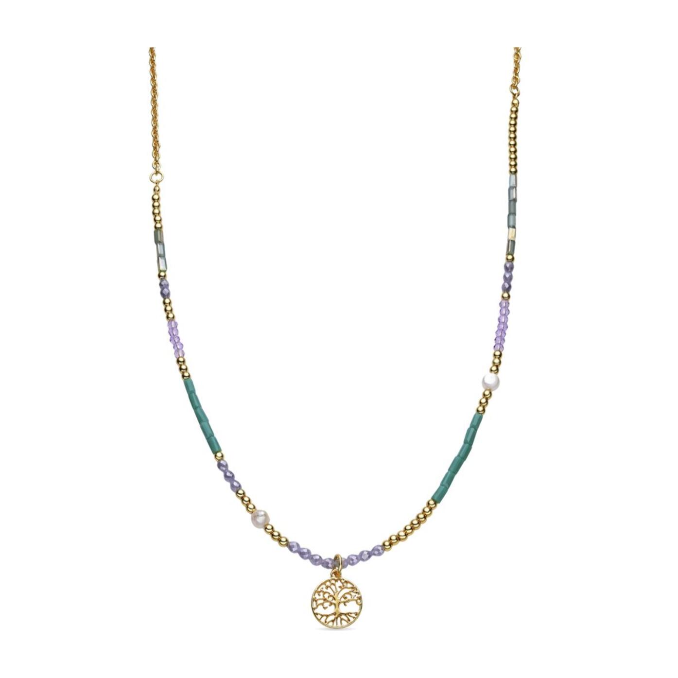 Collar con Cristal Azul acabado oro 18k