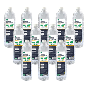 PLANETA HUERTO | Pack 12 x Vinagre Blanco de Limpieza 1L – Vinagre Natural para Limpieza Multiusos, Ideal para Cal, Cristales y Metales