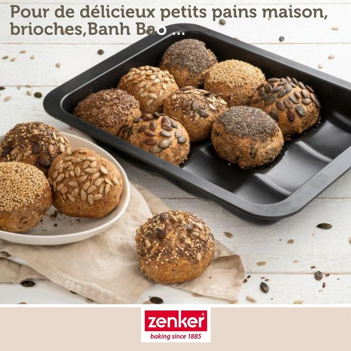 Moule 12 mini pains ou brioches 36 x 27 cm Zenker Black Metallic