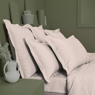 Drap housse duo percale de coton uni rose Olana petale