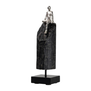 Figura Hombre Aluminio Metal Madera 10x10x36 Cm