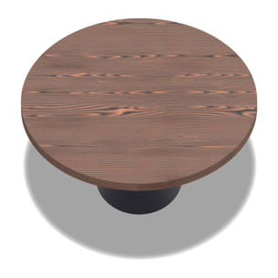 Artù Black - Tavolo da pranzo rotondo Ø 120 cm in legno laminato con base a cono in metallo, top legno scuro