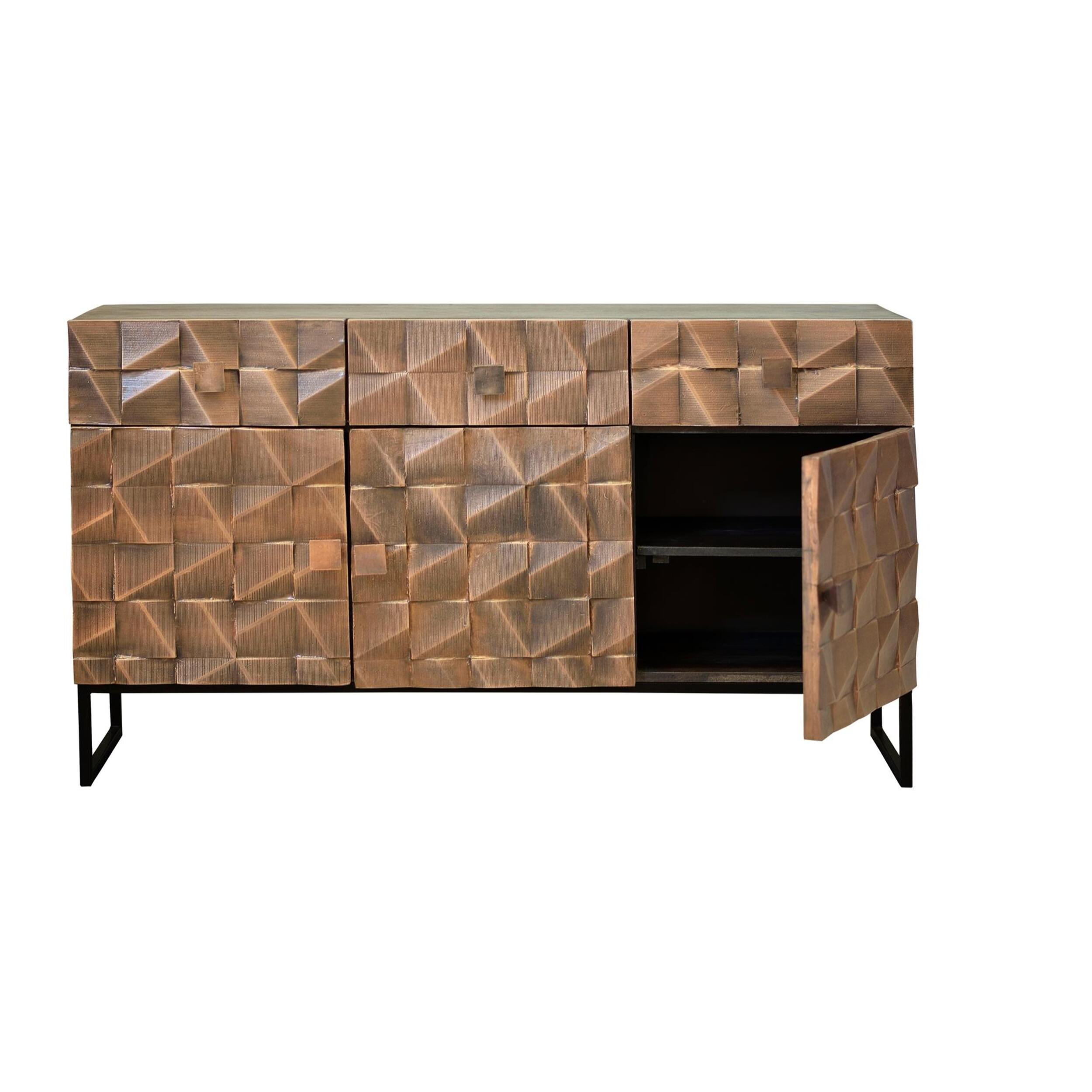 Aparador - madera de mango y bronce - 142x42x80cm