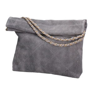 Borsa a spalla da donna Made in Italy - Modello Celeste Elite - Pelle scamosciata - 32.0 x 34.0 x 6.0 cm