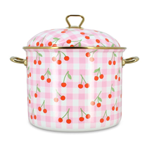 Marmite 24cm en acier émaillé avec motif cerise - tous feux VICHY