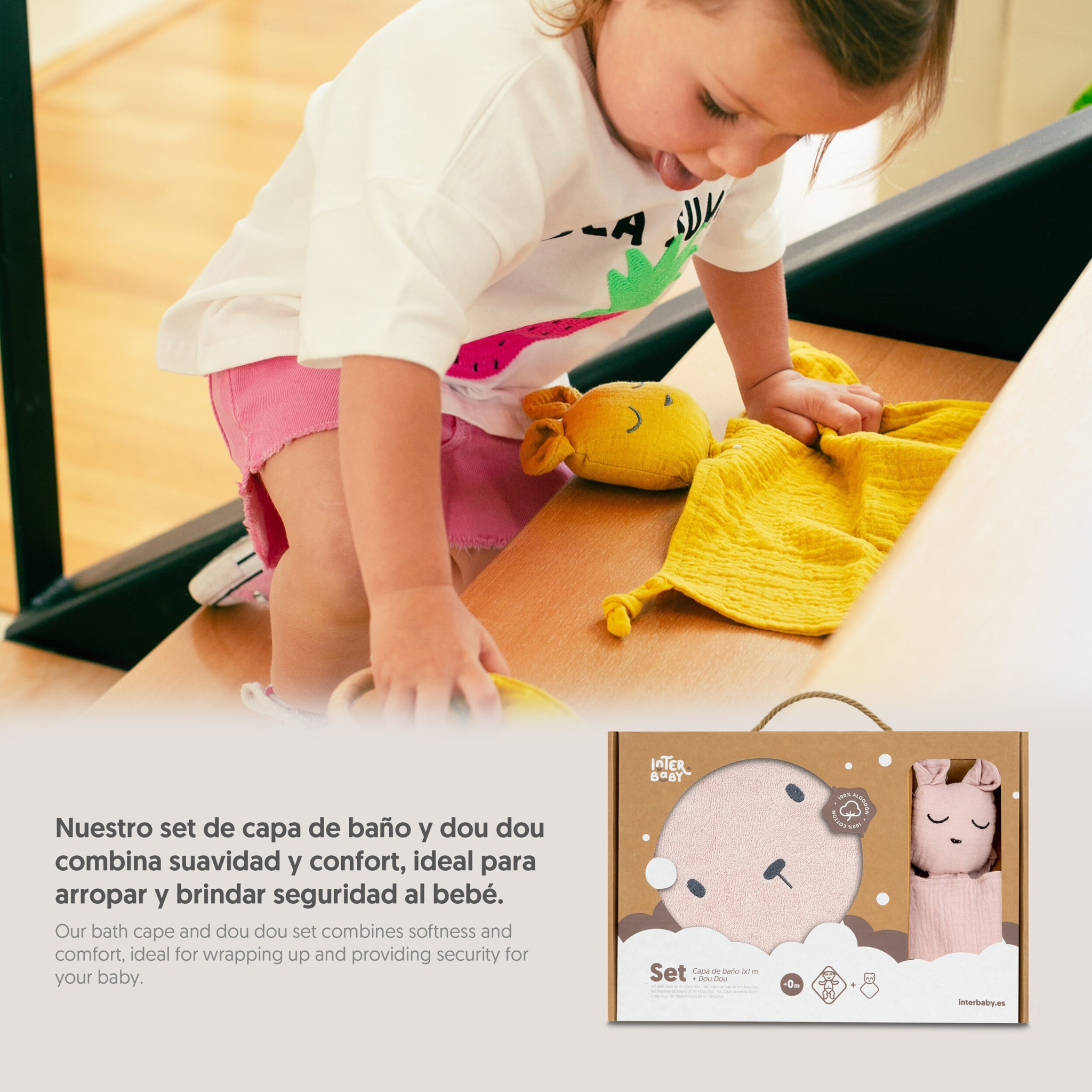 Capa Baño 1X1 Mod Oso+Dudu Muselina Rosa Maquillaje