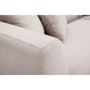 Canapé d'angle droit 4 places en tissu chenille beige et métal noir IVAR