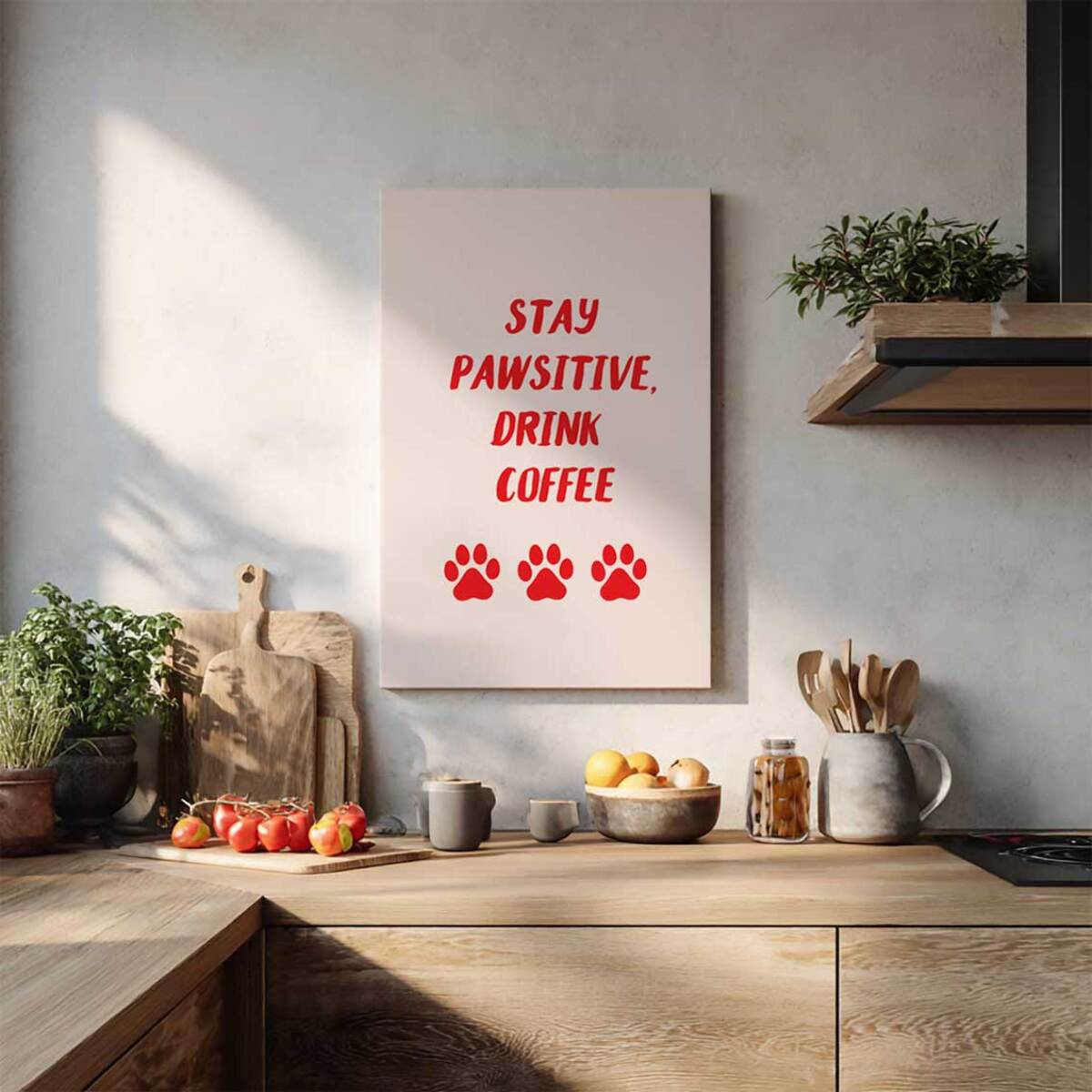 Tableau Stay Pawsitive Drink Coffee Toile imprimée