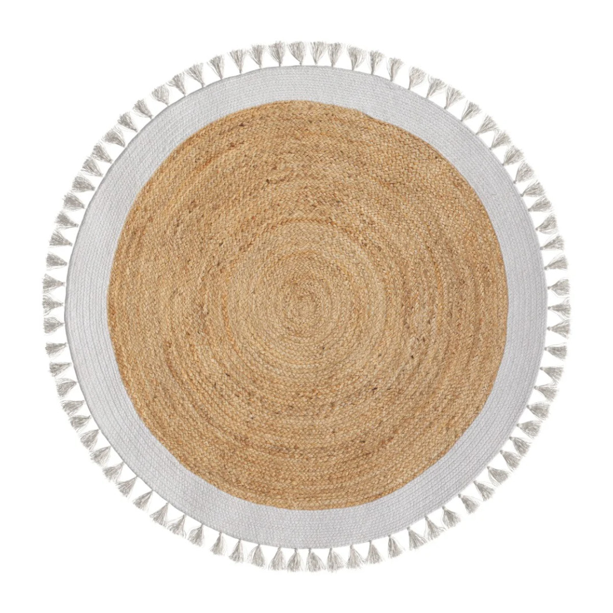 Tapis rond en jute naturel et blanc D120 cm - Anais