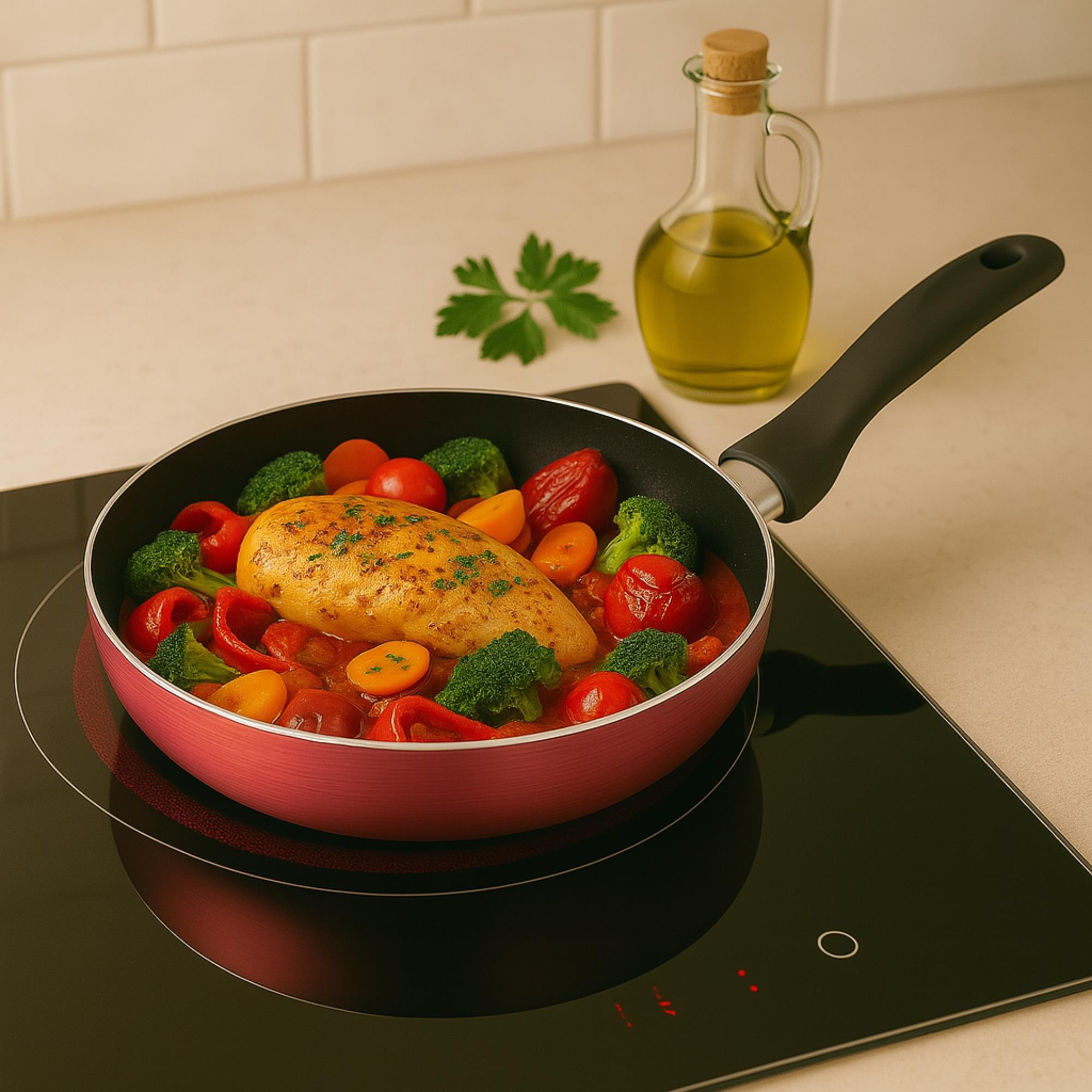 Sartén de Ø28x5cm en Aluminio prensado color Cobre metalizado