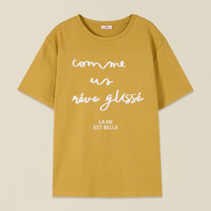 Oltre - T-shirt con stampa lettering - Giallo