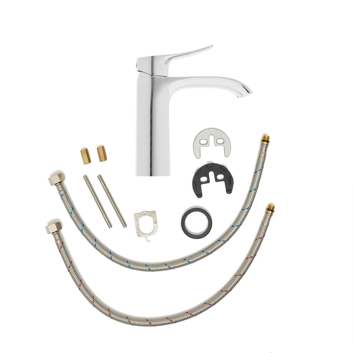 Infinitio mitigeur de lavabo avec bec cascade, sans vidage, chrome SATBSINF271 avec une garantie de 5 ans
