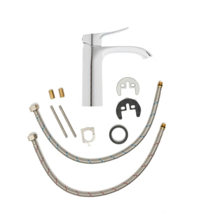 Infinitio mitigeur de lavabo avec bec cascade, sans vidage, chrome SATBSINF271 avec une garantie de 5 ans