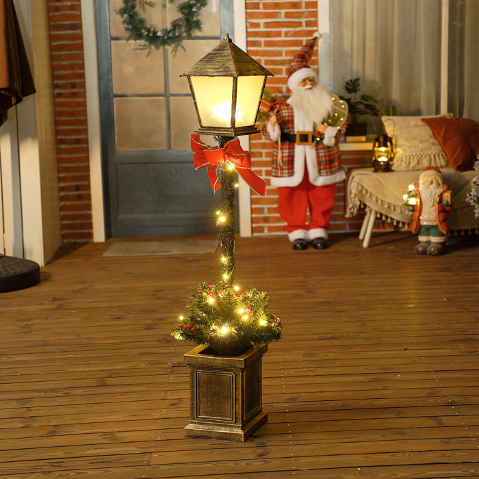 Lampadaire de Noël LED H.1,2 m style réverbère - décoration incluse - aspect bronze antique