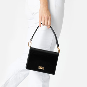 Borsa donna a tracolla nera in vernice