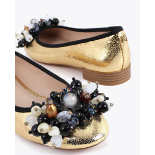 Scarpa da ballerina piatta metallizzata con dettaglio applicato
