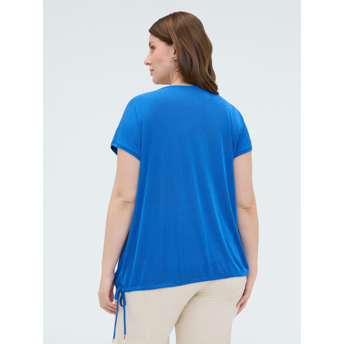 Fiorella Rubino - Camiseta de punto con cordón - Azul aciano