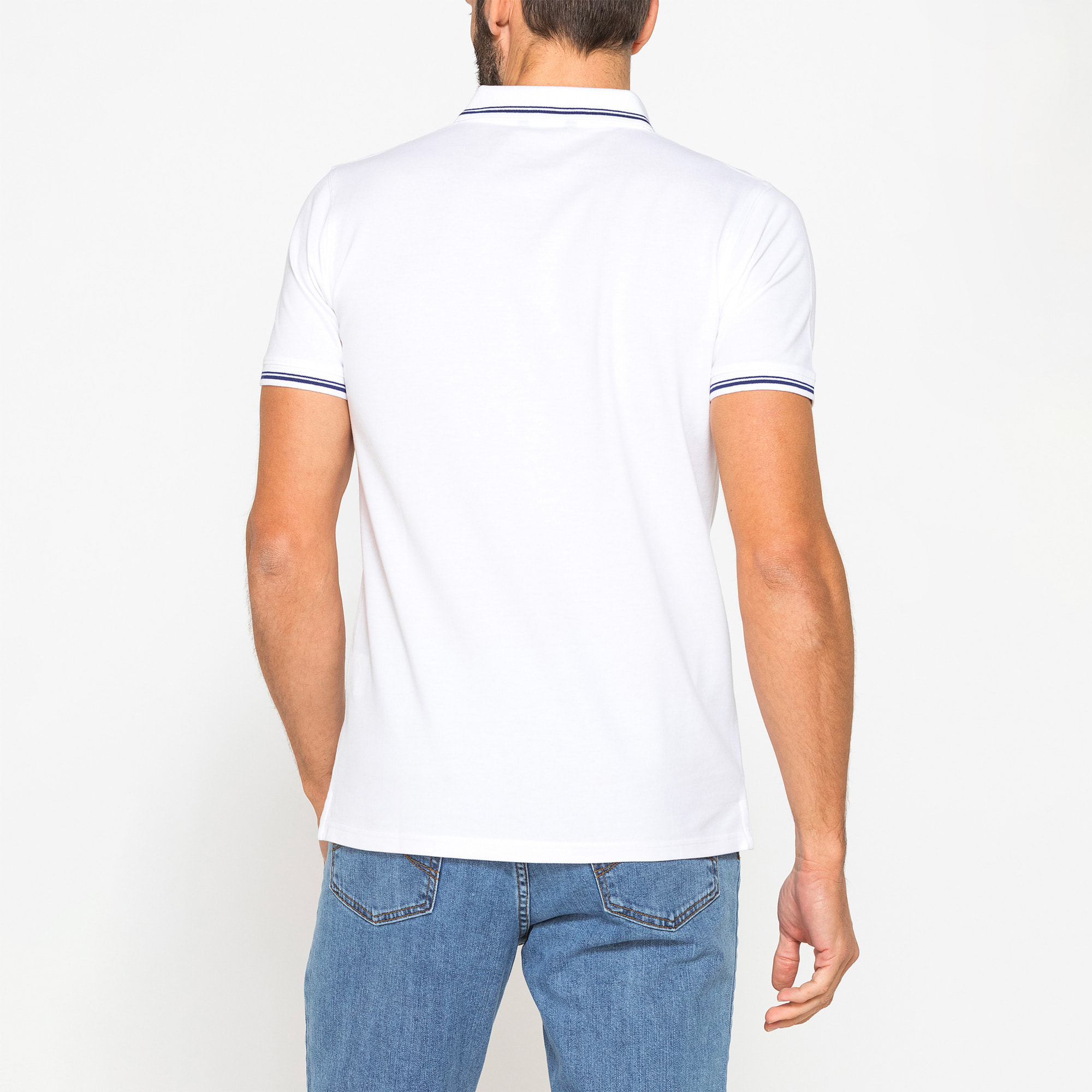 POLO IN PIQUET DI COTONE CON TIPPING A CONTRASTO