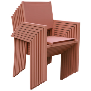 Lot de 8 chaises en aluminium terracotta - textilène terracotta