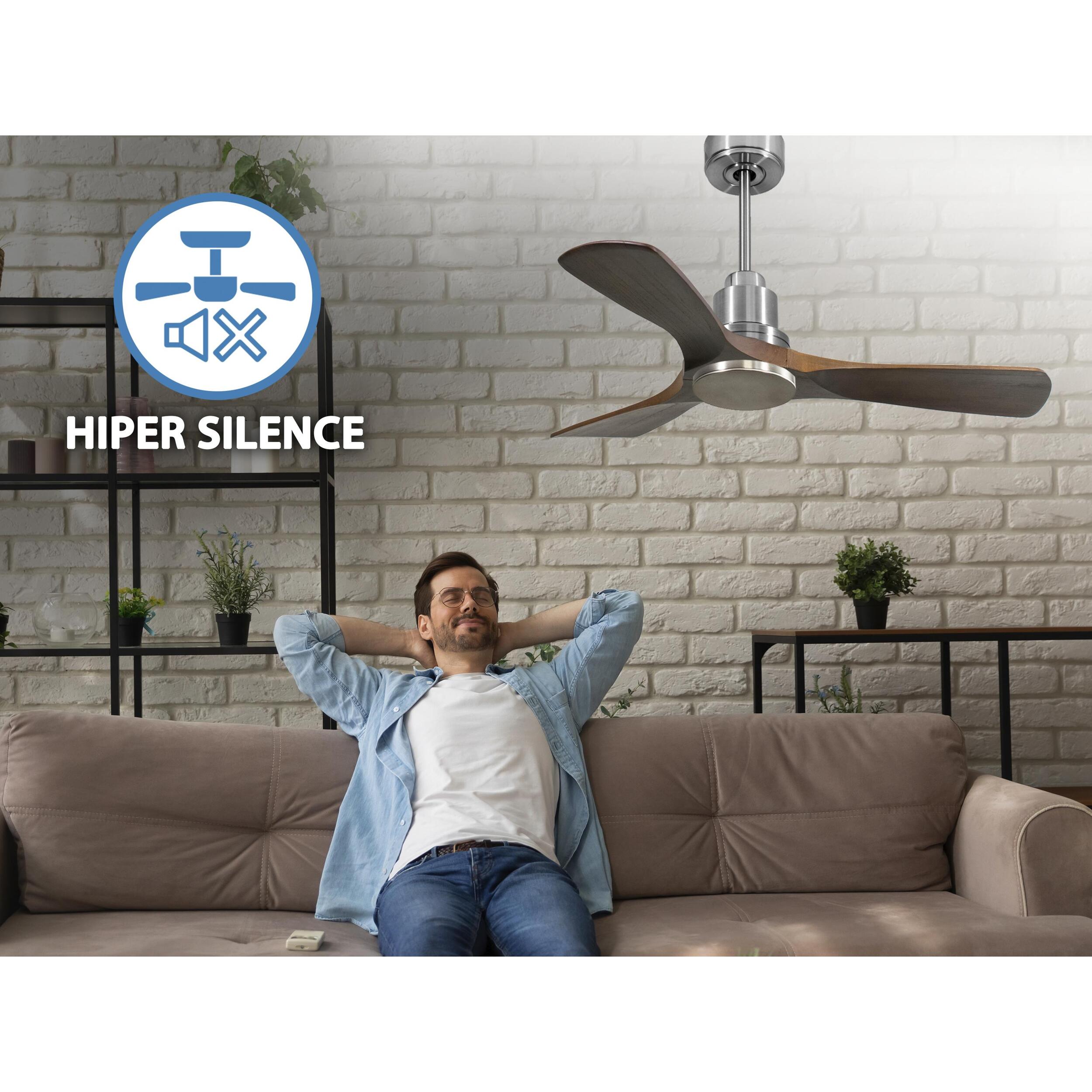 Ventilateur de plafond Réversible  Thermostat Wifi Moteur à courant continu Toits en pente Télécommande Hypersilence Mémoire Shopify Vendible (AUTOMATIQUE)