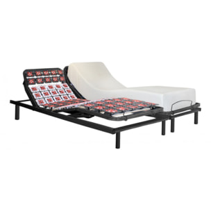 Ensemble literie orthopédique électrique à plots & matelas mémoire de forme| Sommier 100% plots | Robuste et encastrable | Moteur et Télécommande inclus