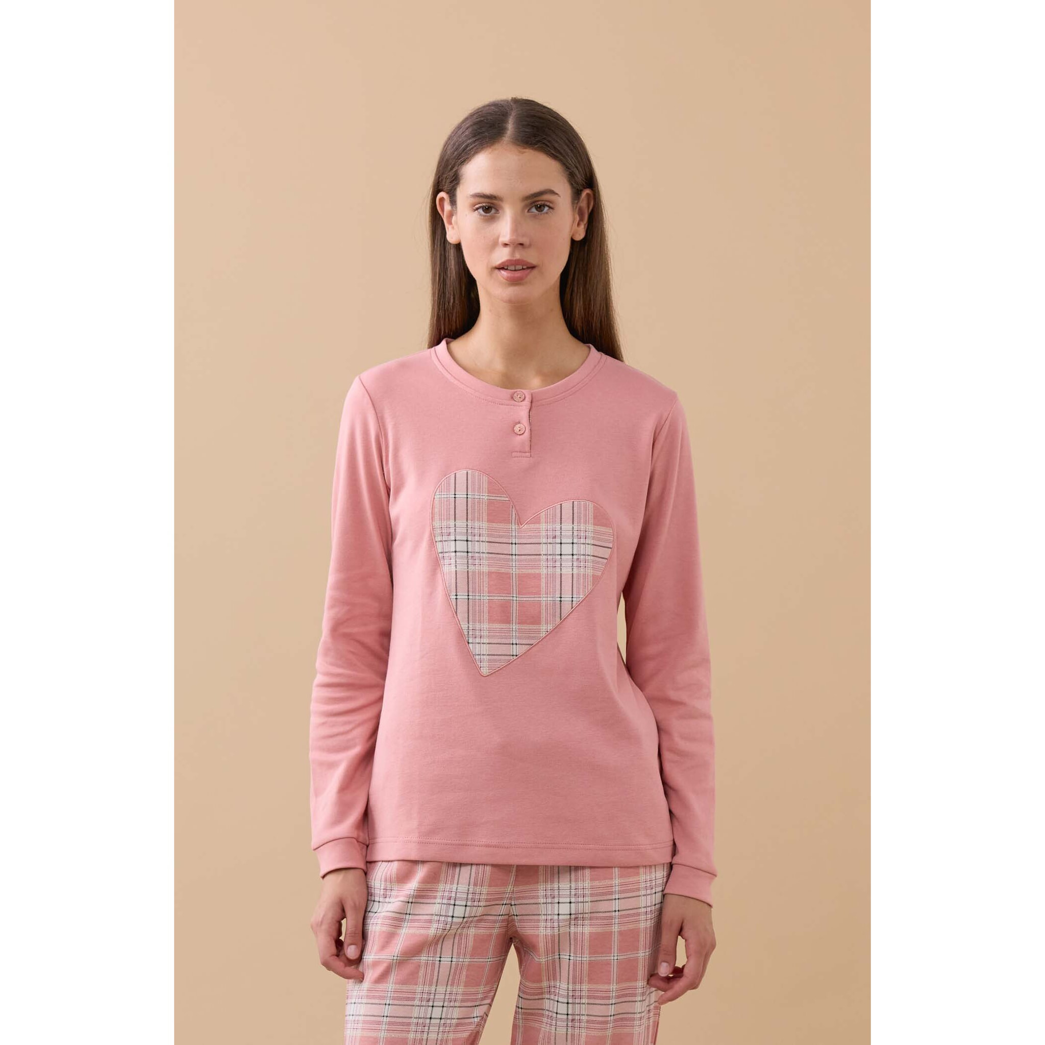 Pigiama donna herat paris in caldo cotone con collo a due bottoni Noidinotte