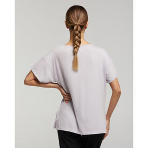 Maglia manica corta scollo barchetta in viscosa sostenibile vestibilità over