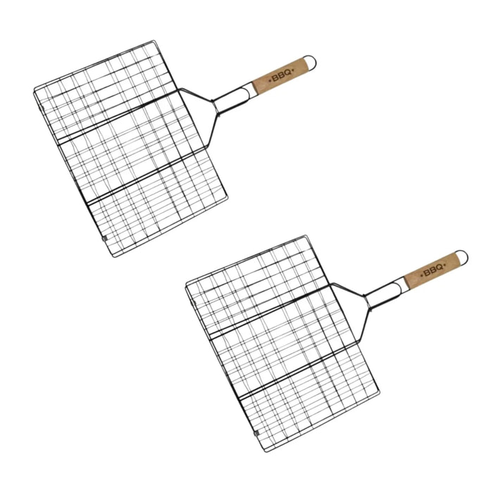Lot de 2 grilles barbecue 35/25,5/54 cm en acier inoxydable et bois Fackelmann Barbecue