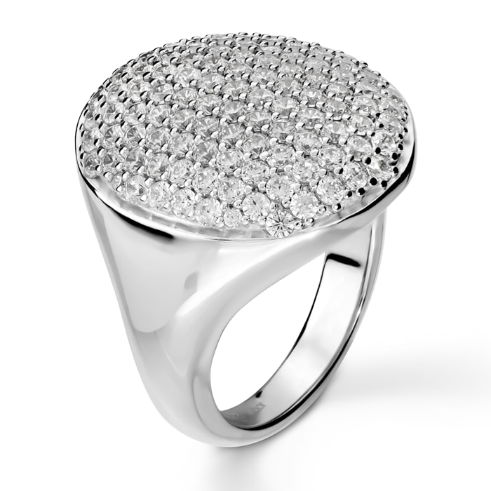 Anello Chevalier Graduato in Argento 925 con Pavé di Cubic Zirconia