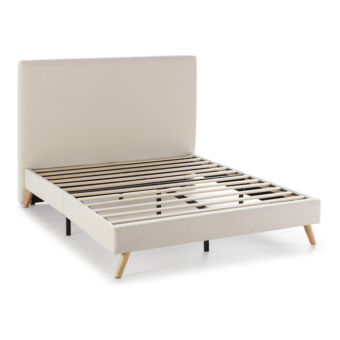 Estructura de cama tapizada Niebla de 30 cm, 90/140/150x190 cm Beige