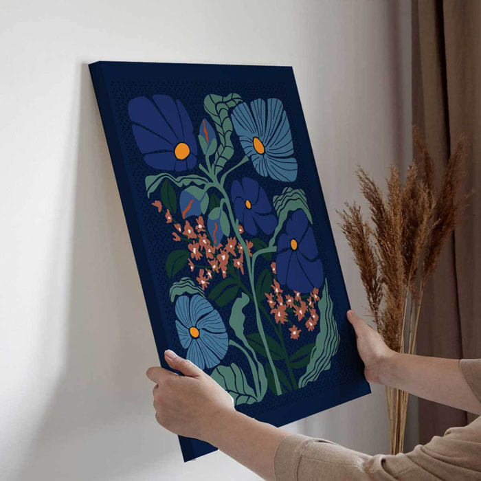 Tableau fleurs Tableau fleurs style klimt bleu nuit Toile imprimée