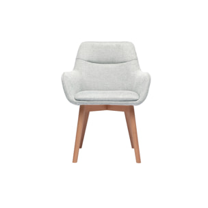 Chaises en tissu effet velours texturé gris clair et bois clair (lot de 2) ALESS