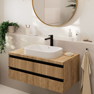 Mitigeur lavabo Vernis Blend 190 avec tirette et vidage, Noir mat