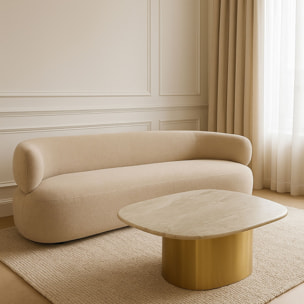 Canapé en velours texturé beige 2 places GLOVE