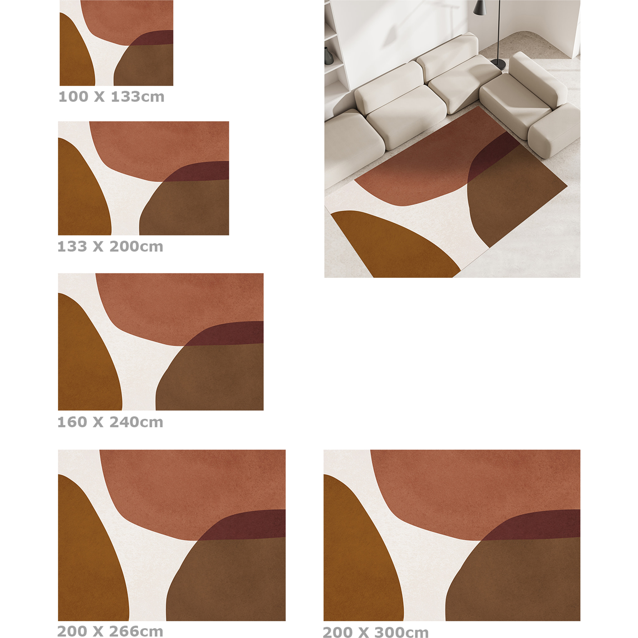 Alfombra de vinilo Galaxia marrón 100x133 cm -PVC antideslizante, vinilica para cocina o salón, lavable, estilo abstracto