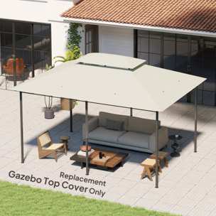 Toile de rechange tonnelle 4 x 3 m - double toit, trous de drainage - polyester crème