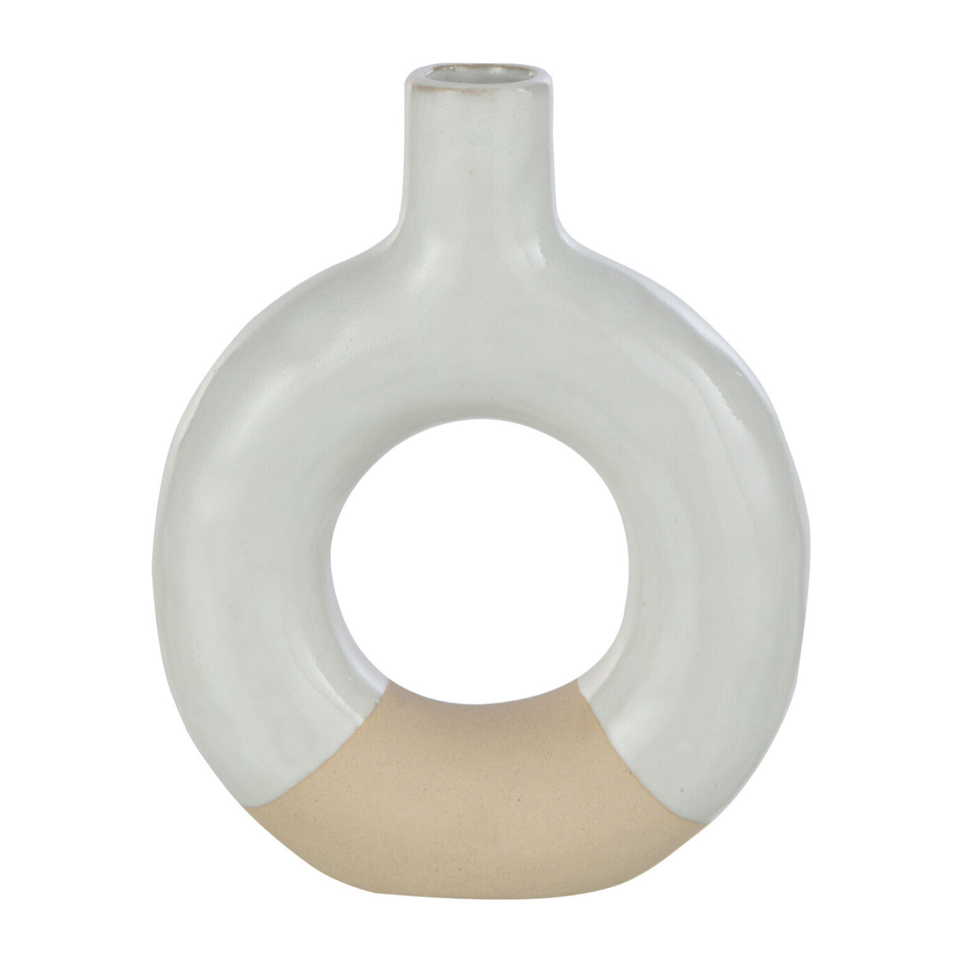 J-Line vase Cercle - porcelaine - blanc/beige - small - 2 pièces - 17.5 cm hauteur