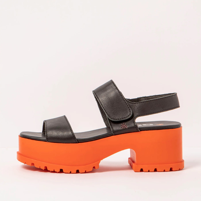 Sandalias con tacón 1829 NAPPA BLACK-ORANGE/ MANCHESTER color Black-orange