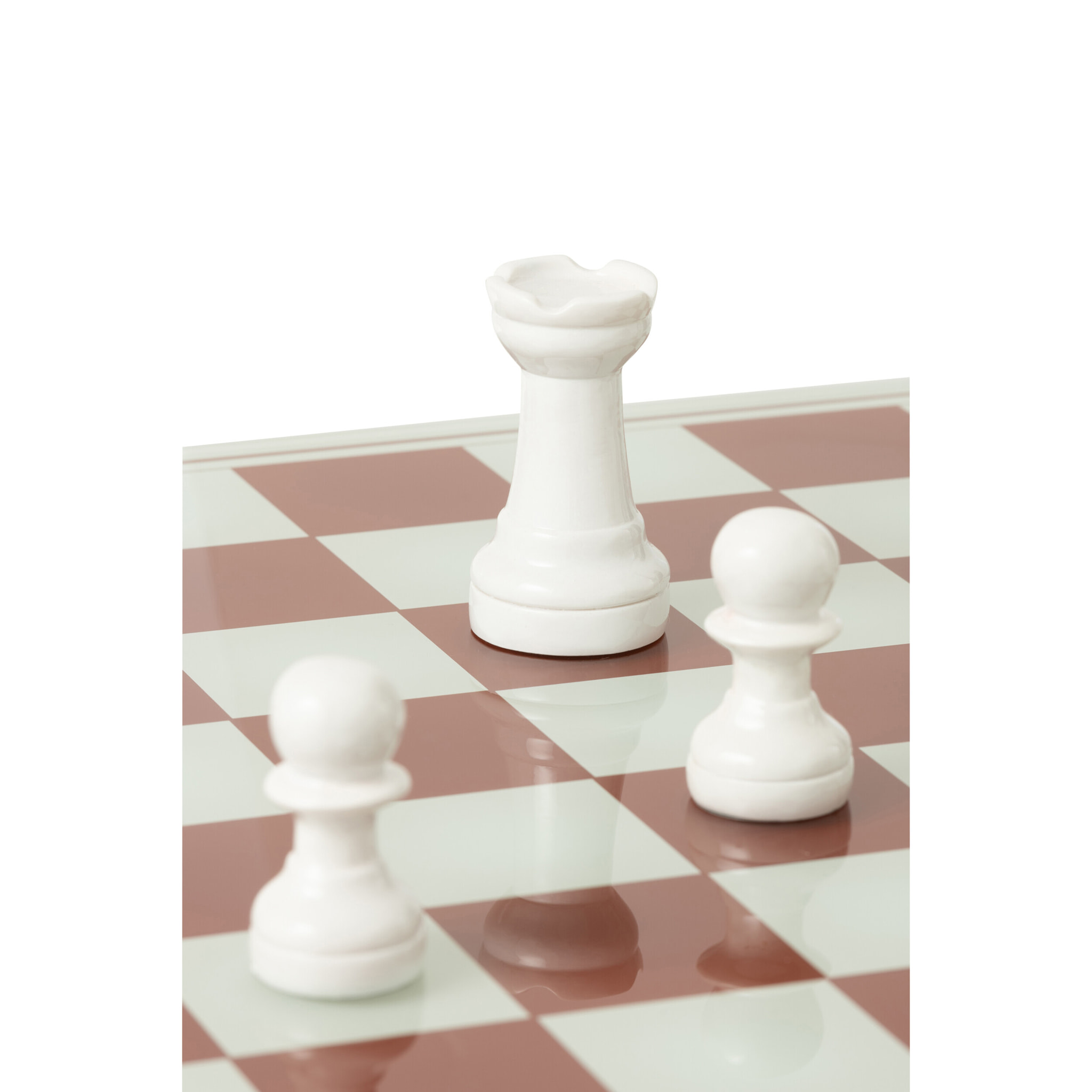 J-Line décoration plateau jeu d’échecs - polyrésine - blanc/rouge