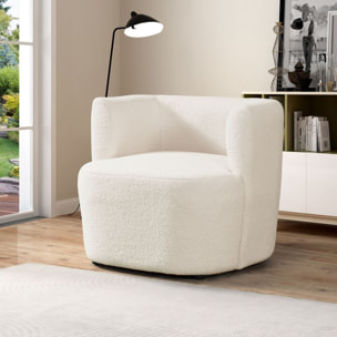 Poltrona design in tessuto teddy 75x70x68 cm crema - Seattle