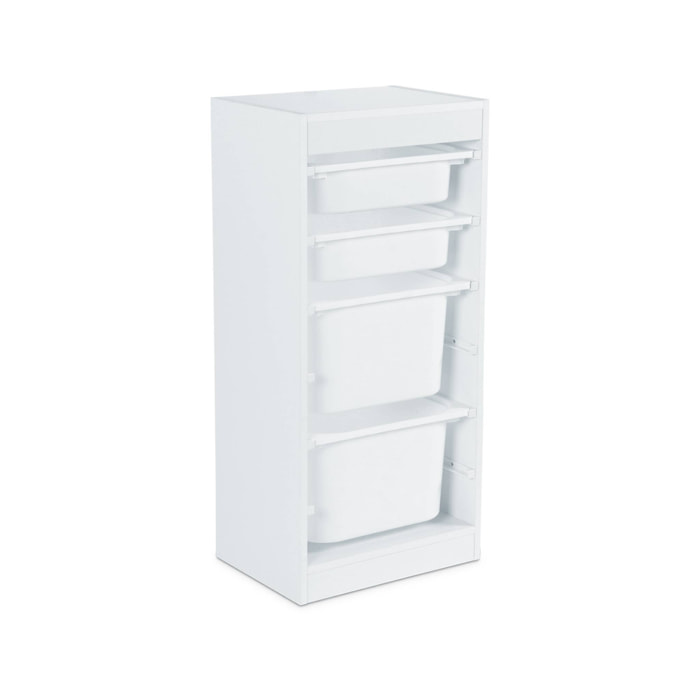 Meuble de rangement blanc enfant 4 bacs de rangement