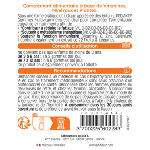 PEDIAKID - Gommes Multivitaminées - Formule Naturelle au Délicieux Arôme de Cerise - Contribue à la Réduction de la Fatigue - Soutient les Défenses Naturelles de l'Organisme - Lot de 3 piluliers