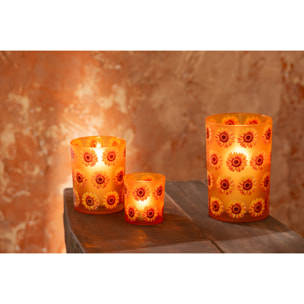 J-Line Photophore Tournesol - verre - orange foncé/orange clair - medium - 2 pièces