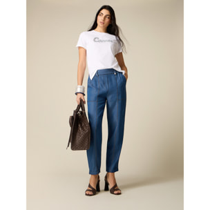 Oltre - Joggers in tencel effetto denim - Blu