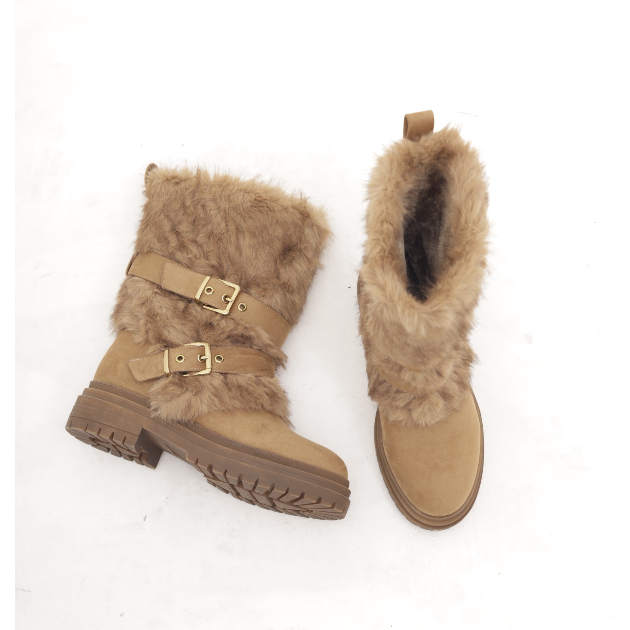 STIVALETTO FUR CINTURINI CAMEL